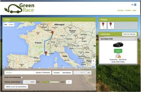 Page d'accueil du site Green Race