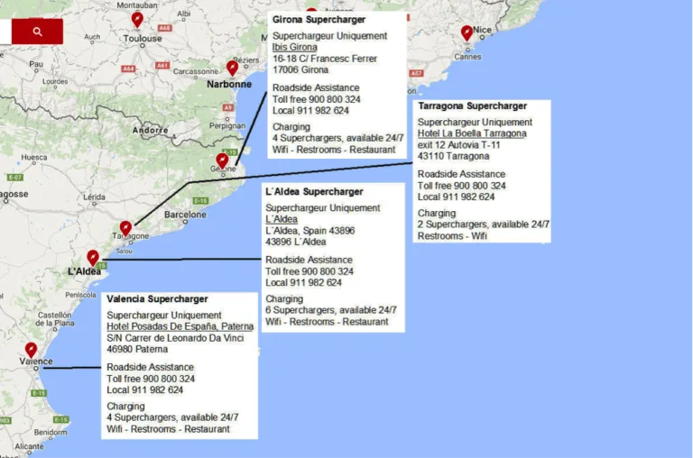 Roadtrip de Toulouse pour l&rsquo;Espagne en Tesla Model S