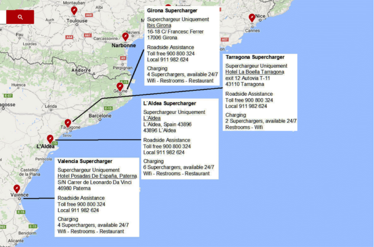 Roadtrip de Toulouse pour l’Espagne en Tesla Model S