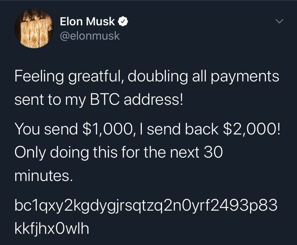 Tweet hack Elon Musk