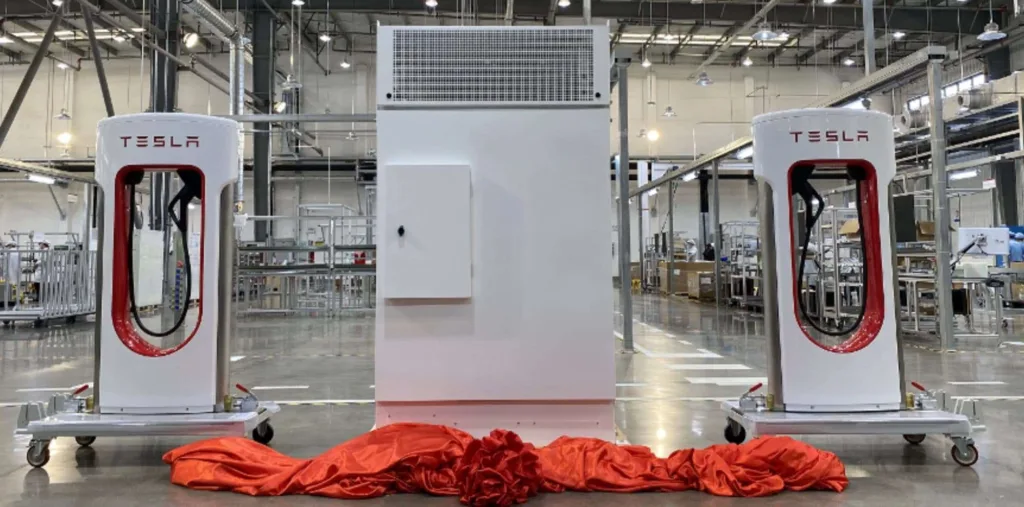 Photo de la Gigafactory chargée de la production des bornes Superchargeur