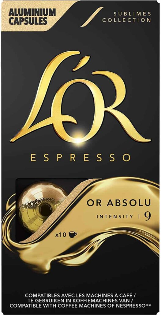 L'Or Espresso Café Or Absolu Intensité 9 compatibles Nespresso