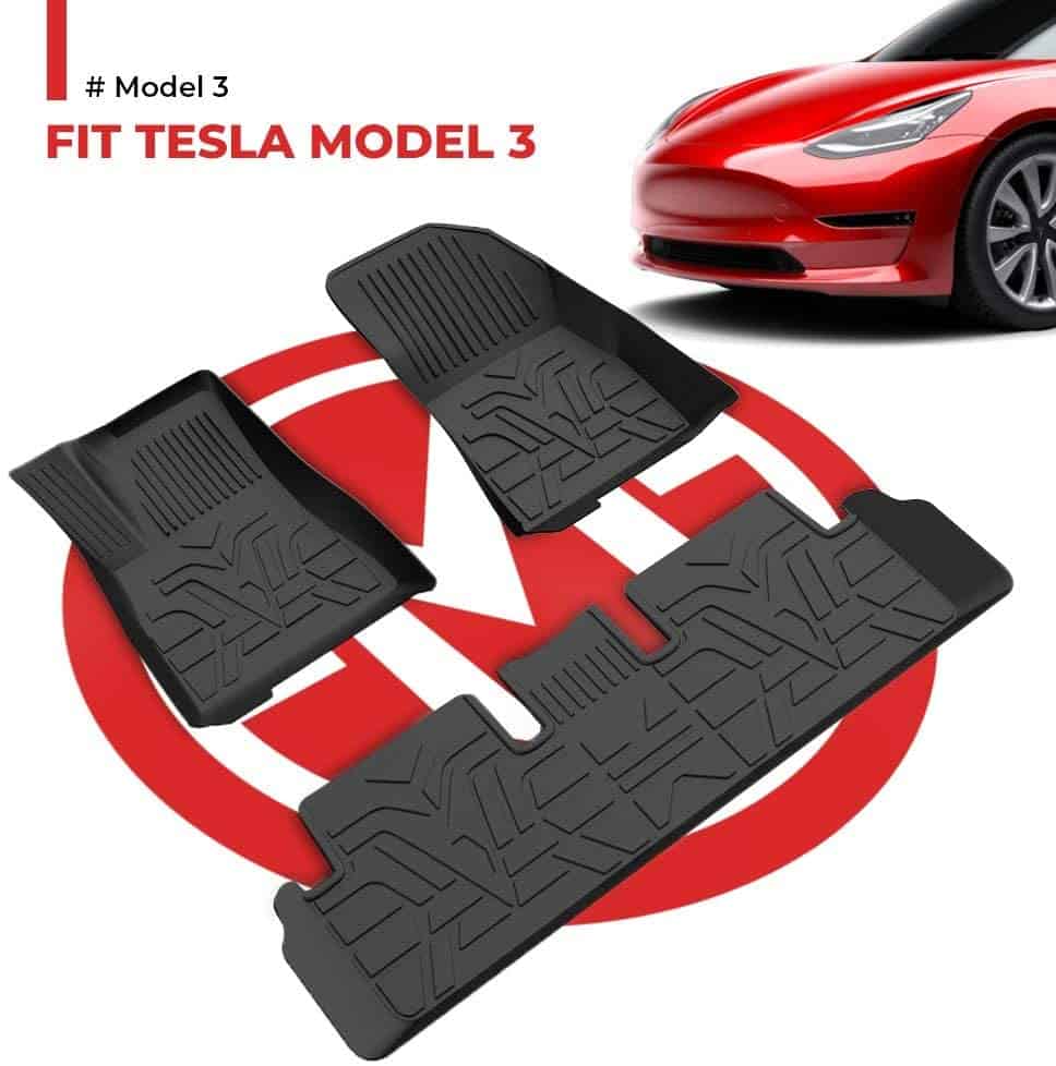 ACEOLT Tapis de coffre arrière de doublure de cargaison 3D pour Tesla Model 3 2017 2018 2019 2020 2021 tapis de sol de coffre sans odeur durable antidérapant en caoutchouc