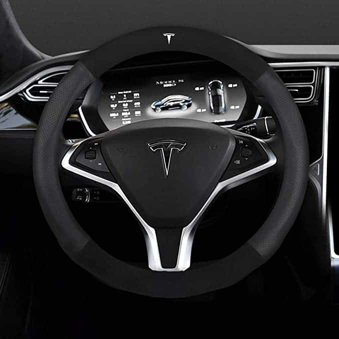 Housse de volant en cuir pour Tesla