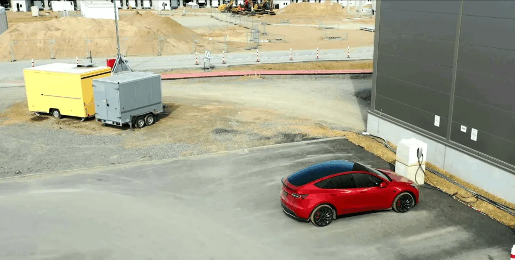 Vue aérienne de la Model Y