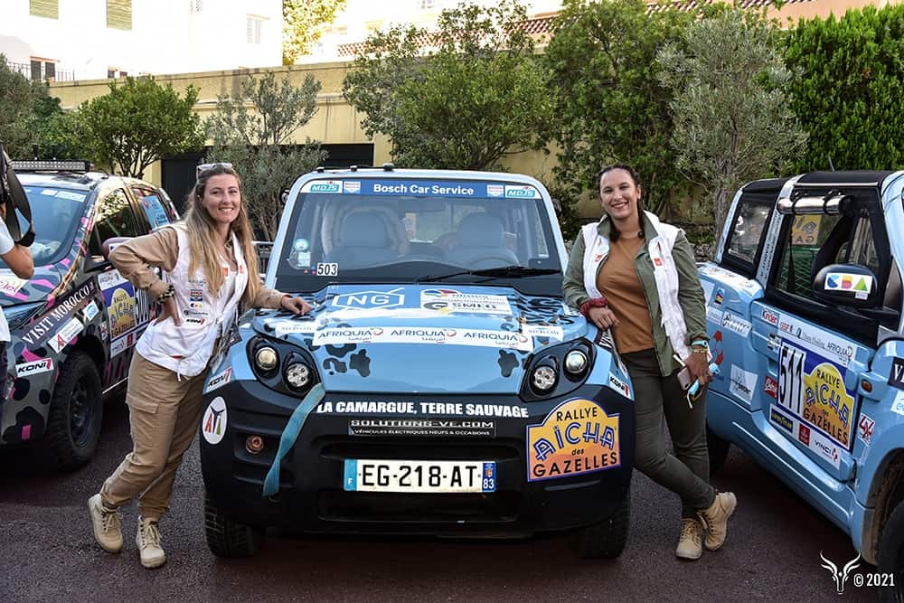 Rallye Aïcha des Gazelles : un des équipages de 4x4 électrique, au départ à Monaco