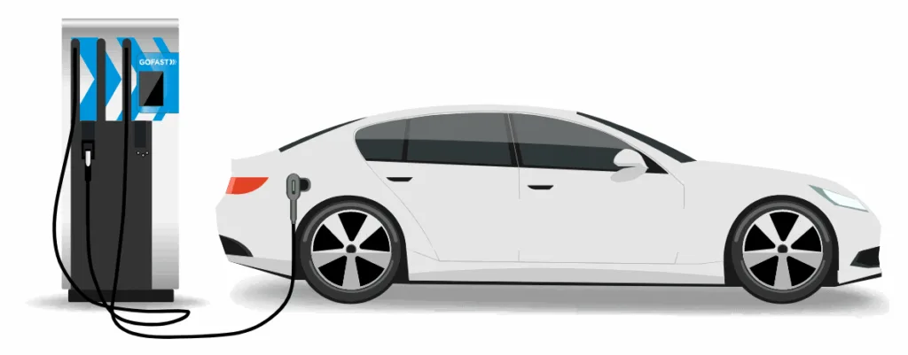 Image d'un véhicule électrique utilisant une borne de recharge