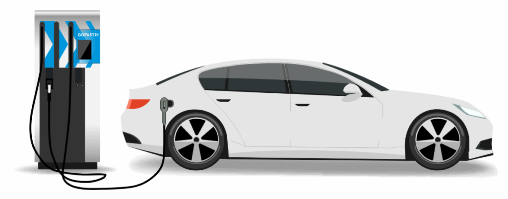 Image d'un véhicule électrique utilisant une borne de recharge 