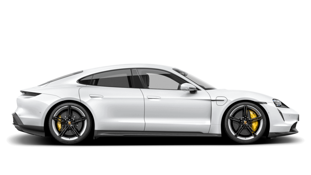 Porsche Taycan de couleur blanche