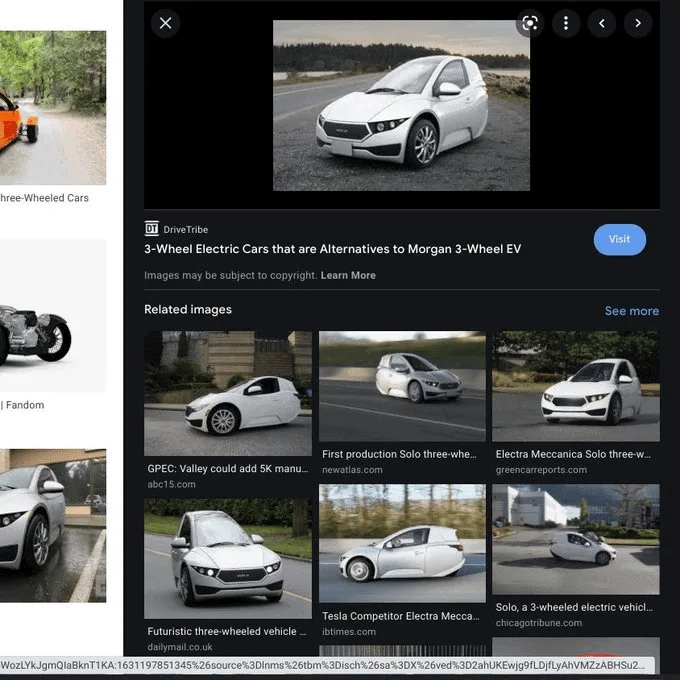 Photos de véhicule à trois roues. Son design est comparé à celui de la nouvelle Tesla Model 2