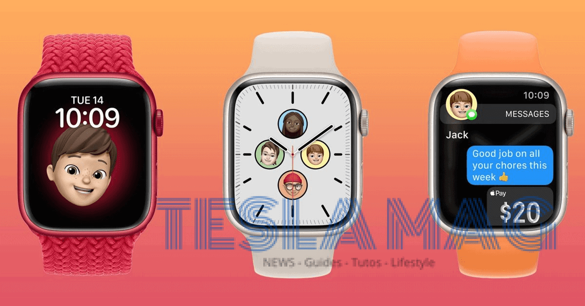 Visuel commercial présentant différentes versions de l'Apple Watch Series 7