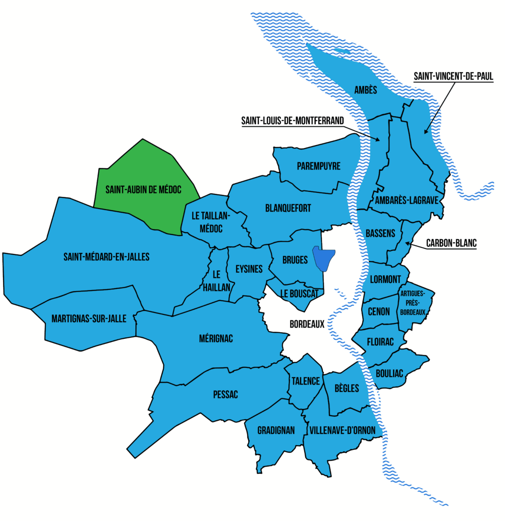 Carte de Bordeaux et sa banlieue