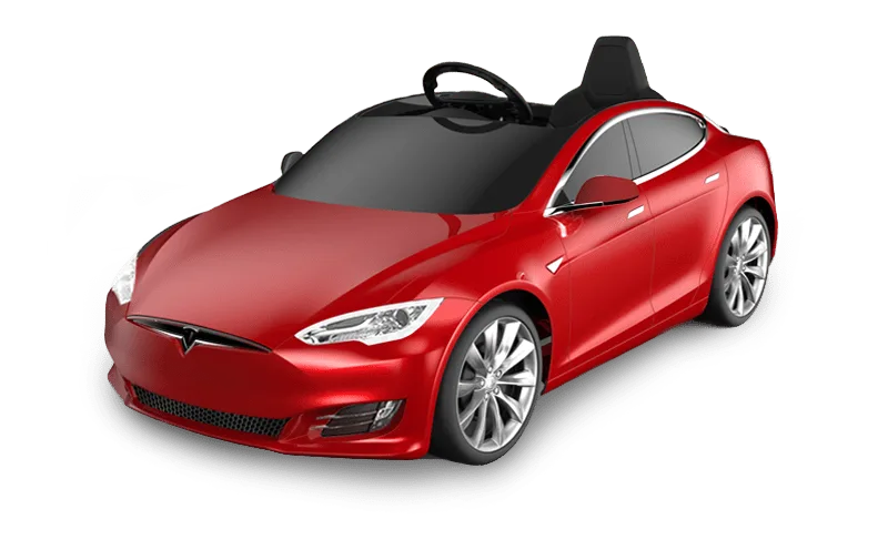 Photo commerciale de la Mini Tesla Model S sur le site de Radio Flyer
