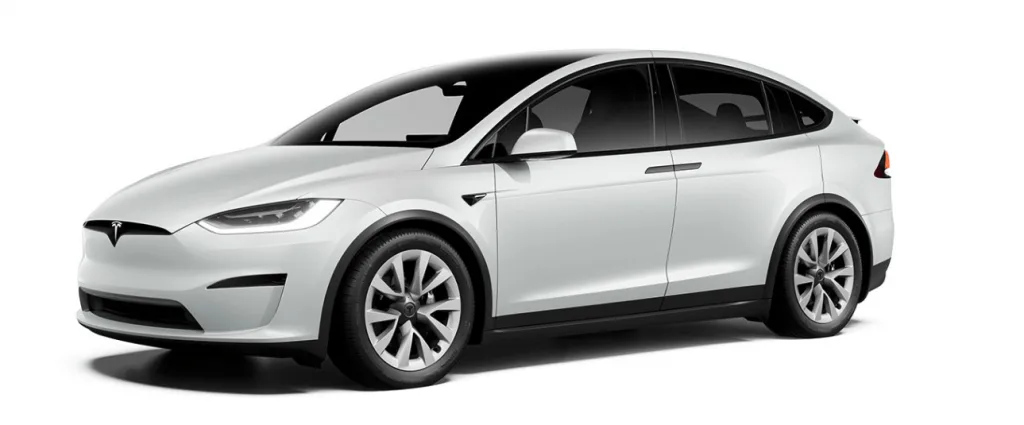 Photo de la Tesla Model X Plaid de couleur blanche
