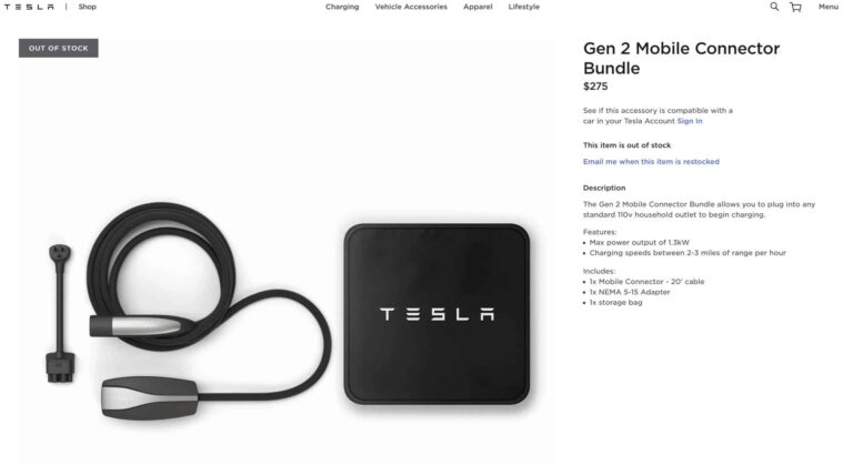 Connecteur mobile: Ce n’est plus inclus avec votre Tesla