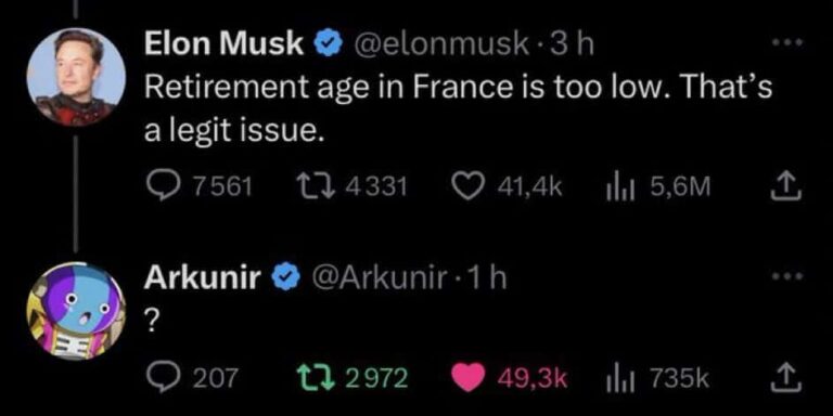 Un nouveau ratio sur un tweet d’Elon Musk a propos de la réforme des retraites