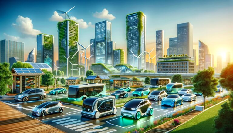 illustration ville du futur véhicule électrique