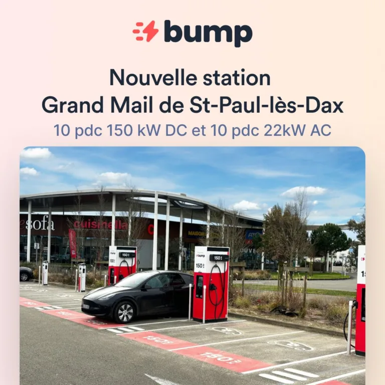 Recharge de Ma Dacia Spring de 20% à 100% pour 8,58€ à la Station Bump du Grand Mail