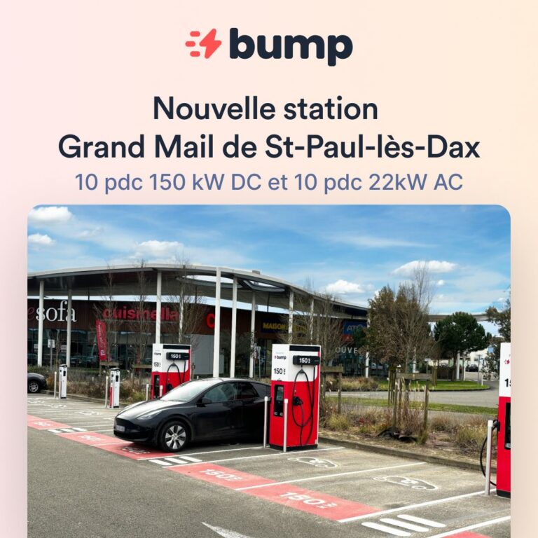 Recharge de Ma Dacia Spring de 20% à 100% pour 8,58€ à la Station Bump du Grand Mail