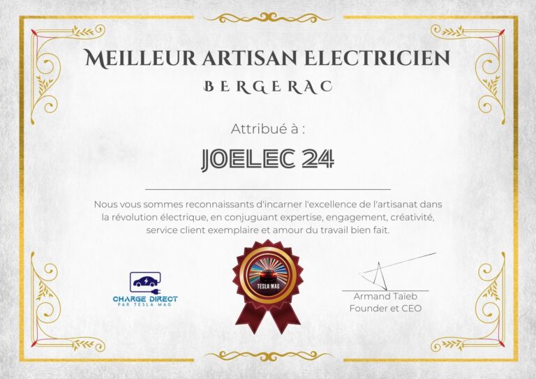 Joelec 24 : Votre installateur de borne de recharge à Bergerac