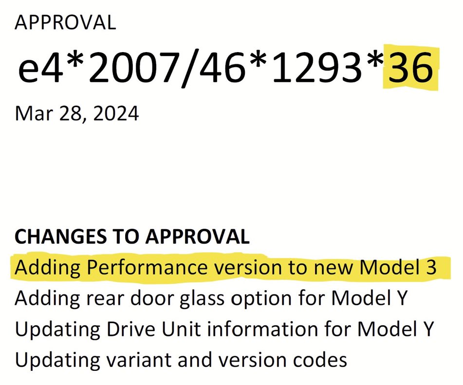 certificat d'homologation tesla model 3 ludicrous