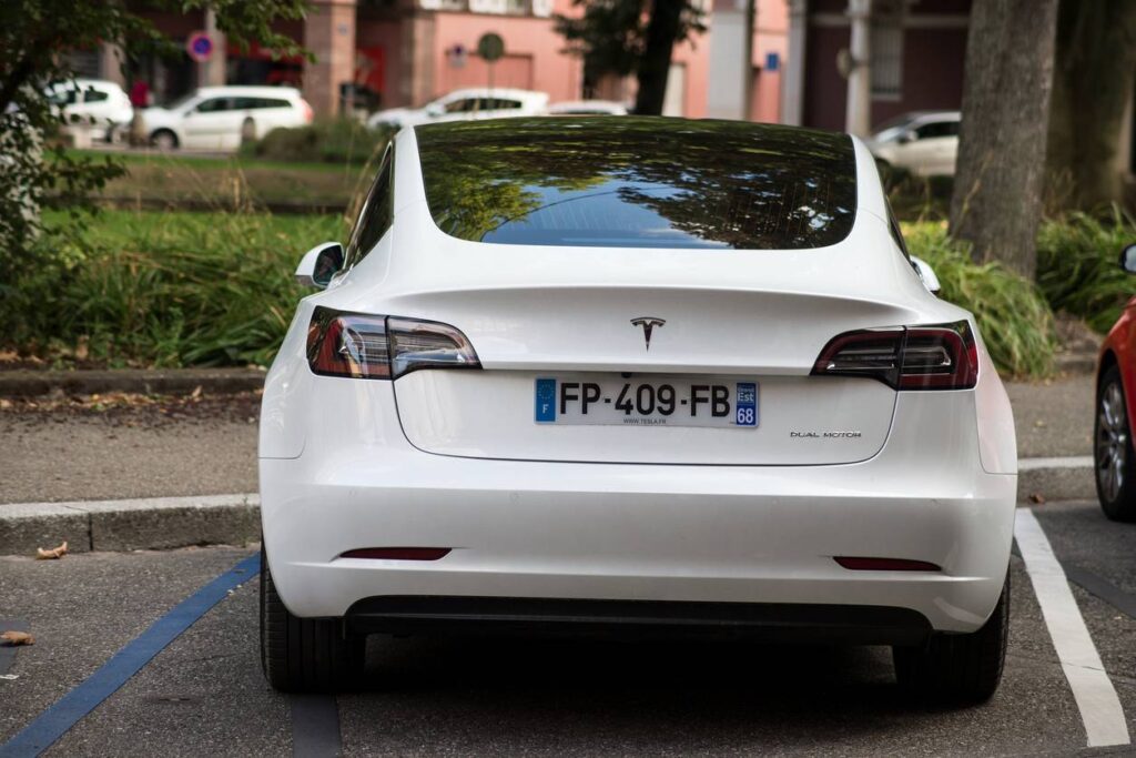 plaque immatriculation Tesla voiture véhicule auto automobile matériau département qualité personnalisation