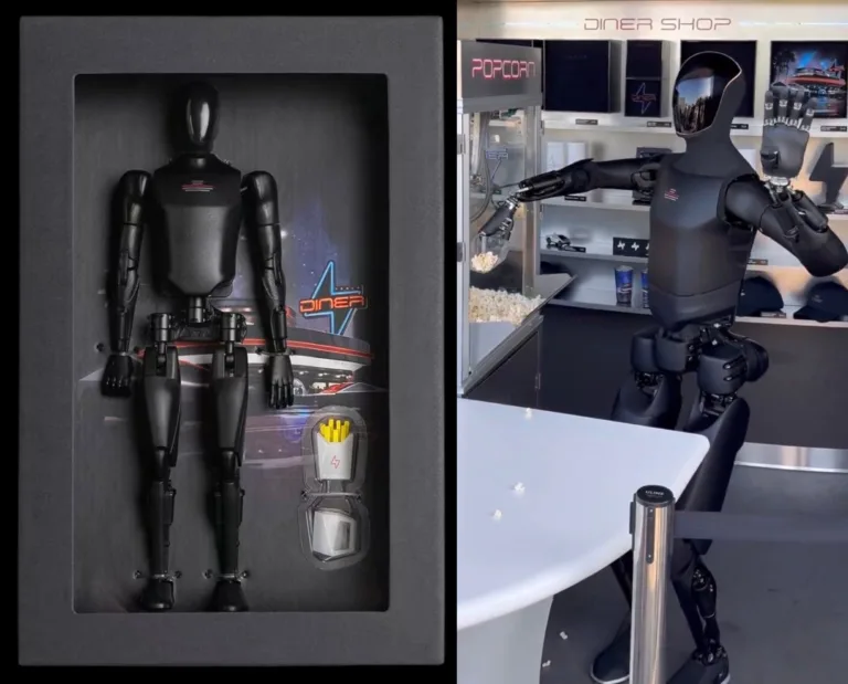 Une figurine Optimus en vente au Tesla Diner