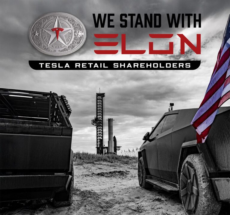 Les actionnaires de Tesla impriment une banderole en l’honneur d’Elon Musk