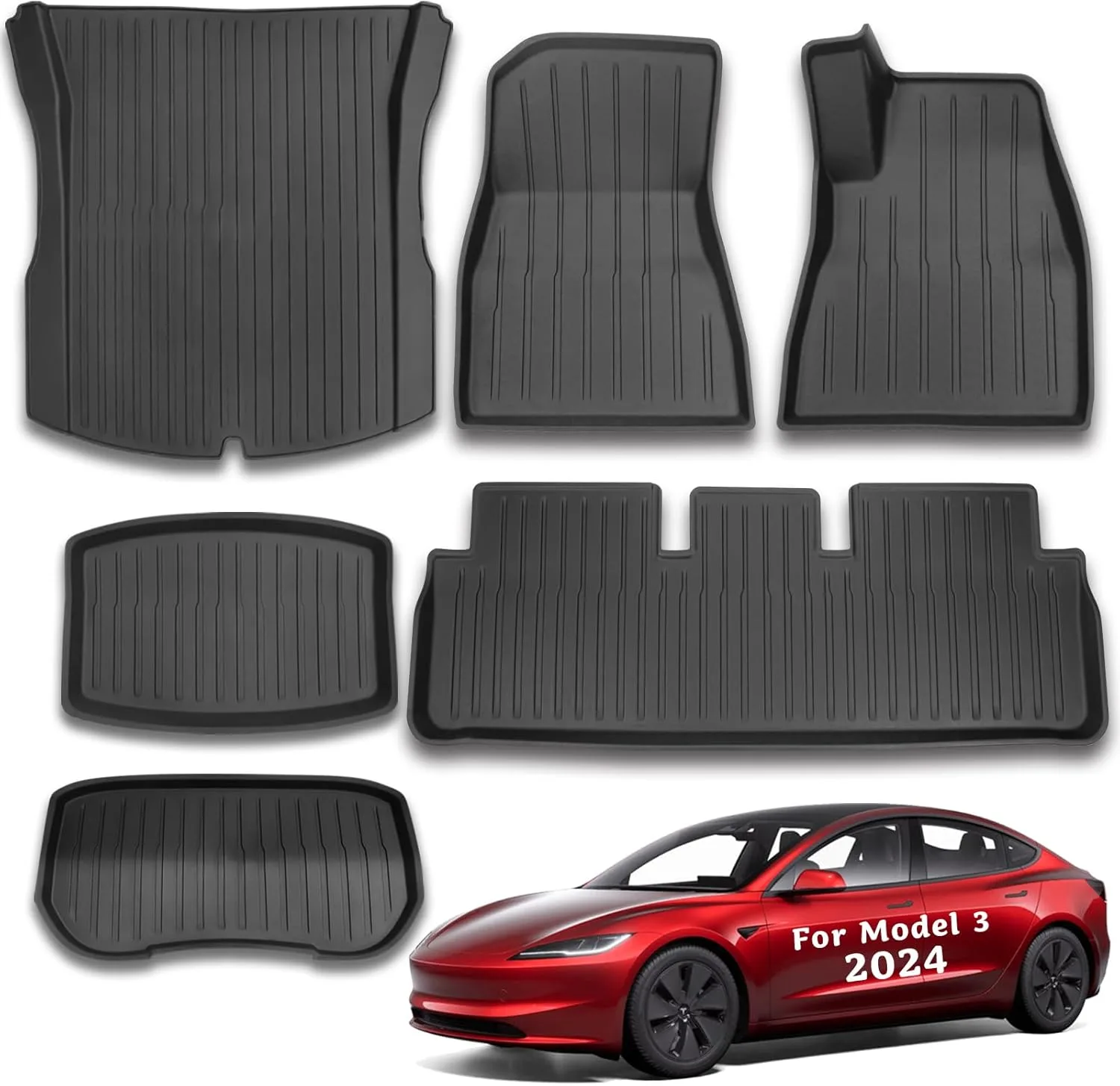 Jeu de tapis Cyberbeans pour Tesla Model 3 : habitacle, coffre et frunk