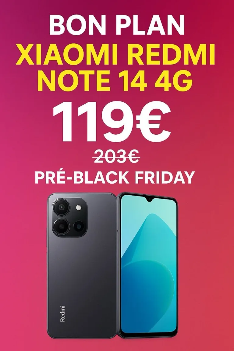 Bon plan Black Friday : le Xiaomi Redmi Note 14 4G chute à 119 € seulement sur Amazon !