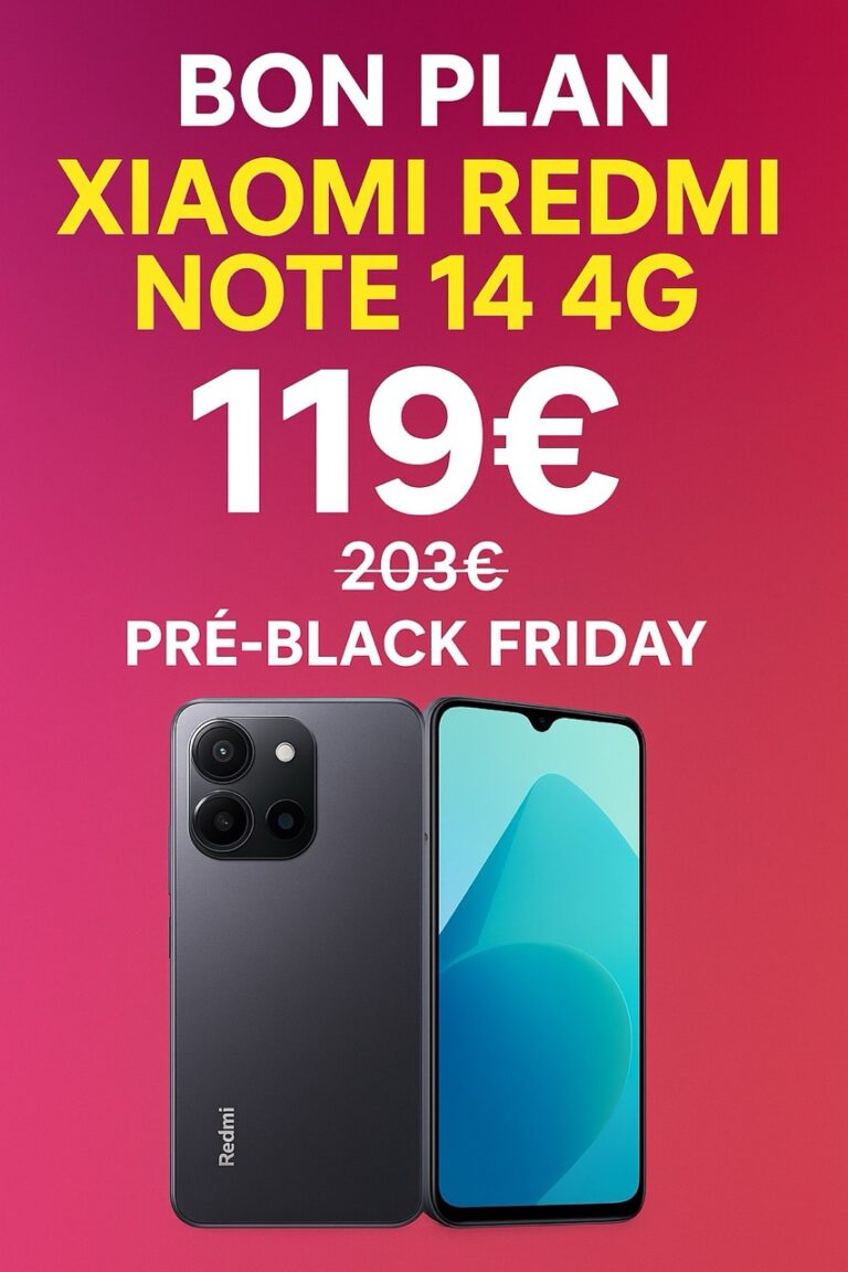 Bon plan Black Friday : le Xiaomi Redmi Note 14 4G chute à 119 € seulement sur Amazon !