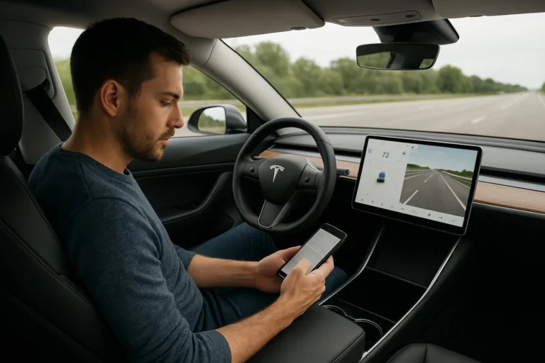 Assouplissement du contrôle de l&rsquo;attention chez Tesla : SMS en sécurité?