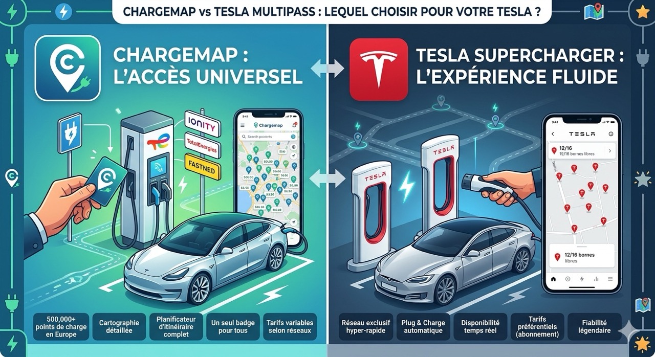 Chargemap vs Tesla Multipass: Which to choose for your Tesla?