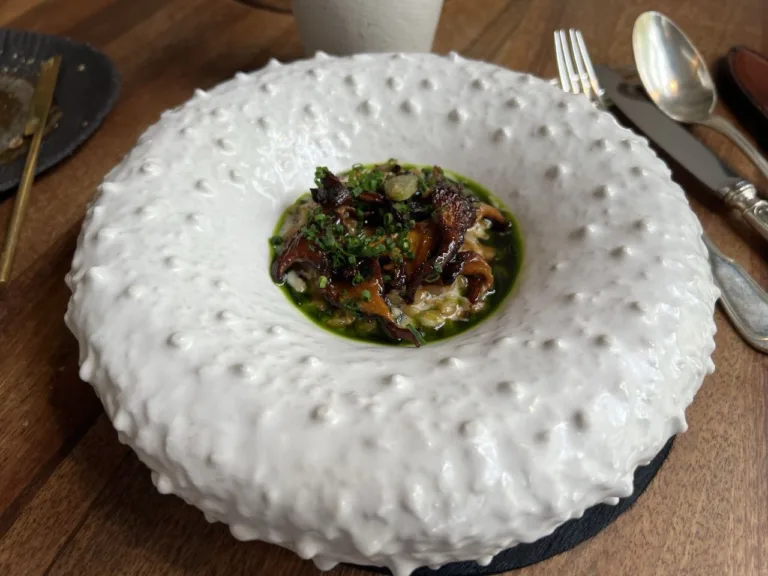 Risotto de petit épeautre aux girolles et au shiso, restaurant L’Ours