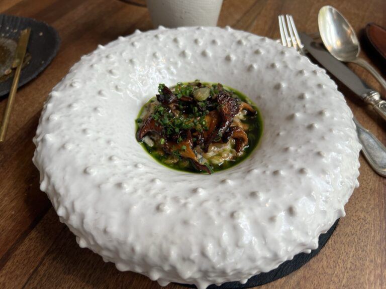 Risotto de petit épeautre aux girolles et au shiso, restaurant L’Ours