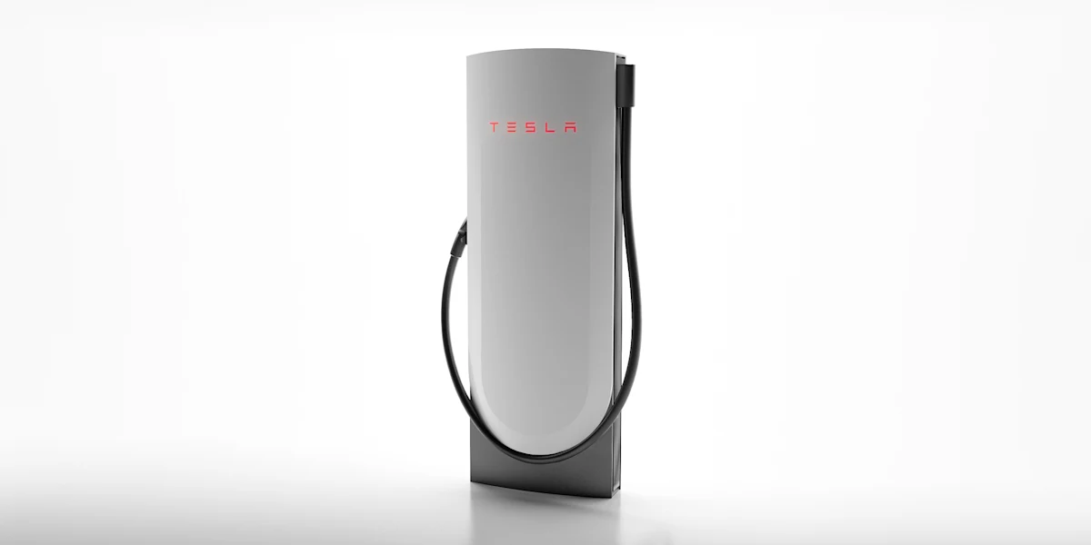 Une borne Mégachargeur Tesla pour poids lourds