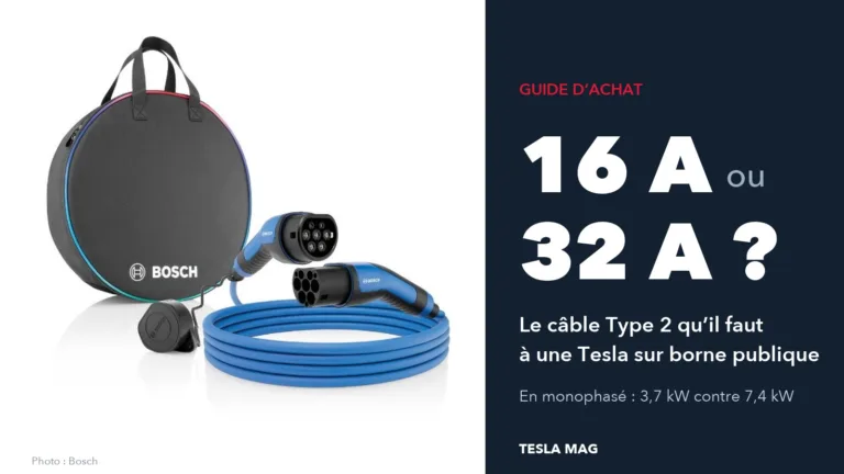 Câble de recharge Type 2 Bosch et son sac : 16 A ou 32 A, le câble qu’il faut à une Tesla sur borne publique