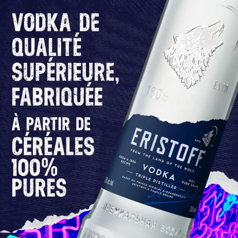 La bouteille de vodka Eristoff et ses céréales