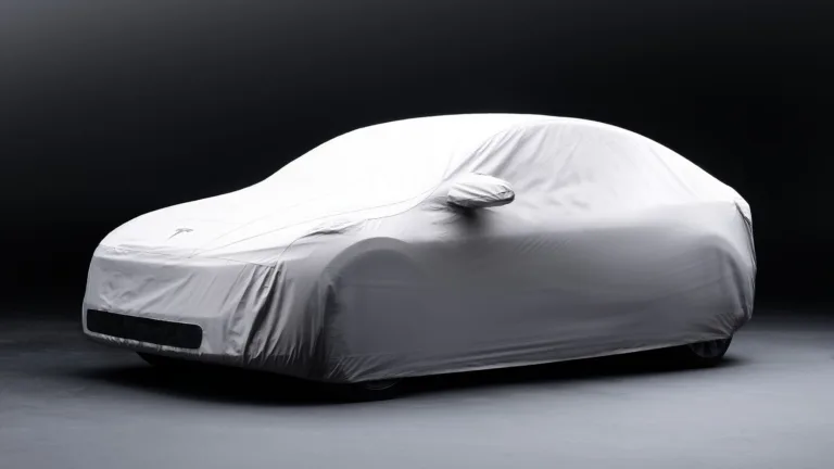 Une Tesla protégée par la housse d’extérieur officielle de Tesla