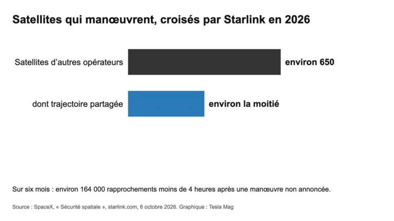 Satellites qui manœuvrent croisés par Starlink en 2026, et part de ceux qui partagent leur trajectoire