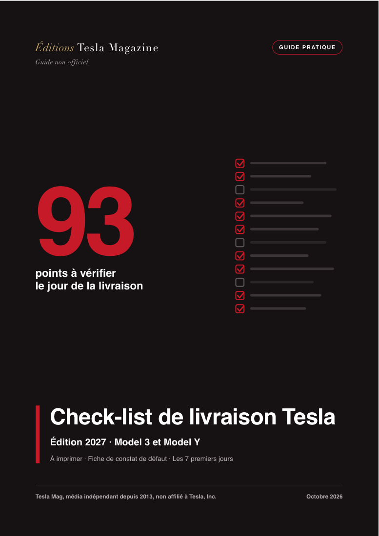 Couverture du guide Check-list de livraison Tesla
