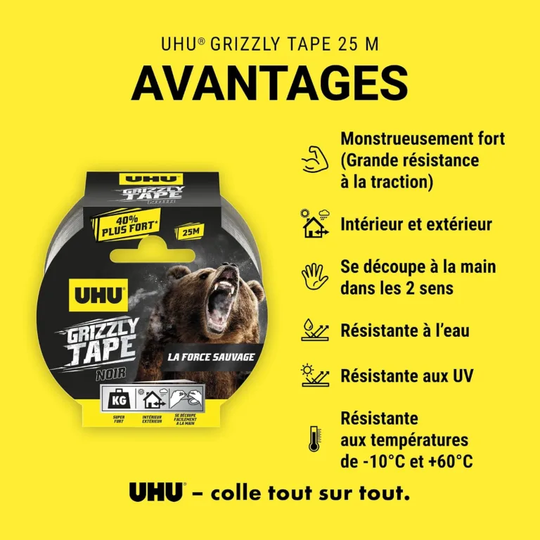 Les avantages du ruban UHU Grizzly Tape présentés par la marque