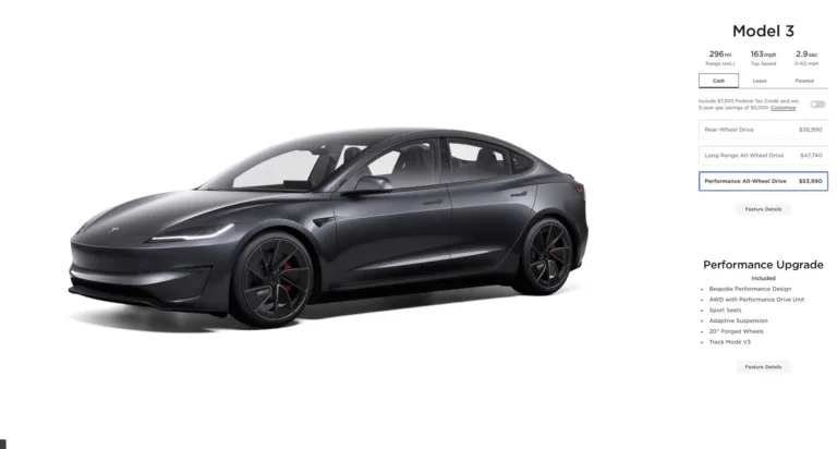 Increase for Model 3 Performance and decrease for certain options