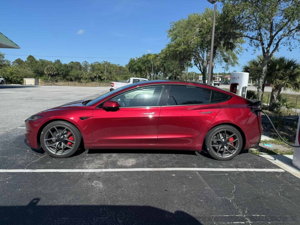 This Tesla Model 3 Performance sports exclusive rims
